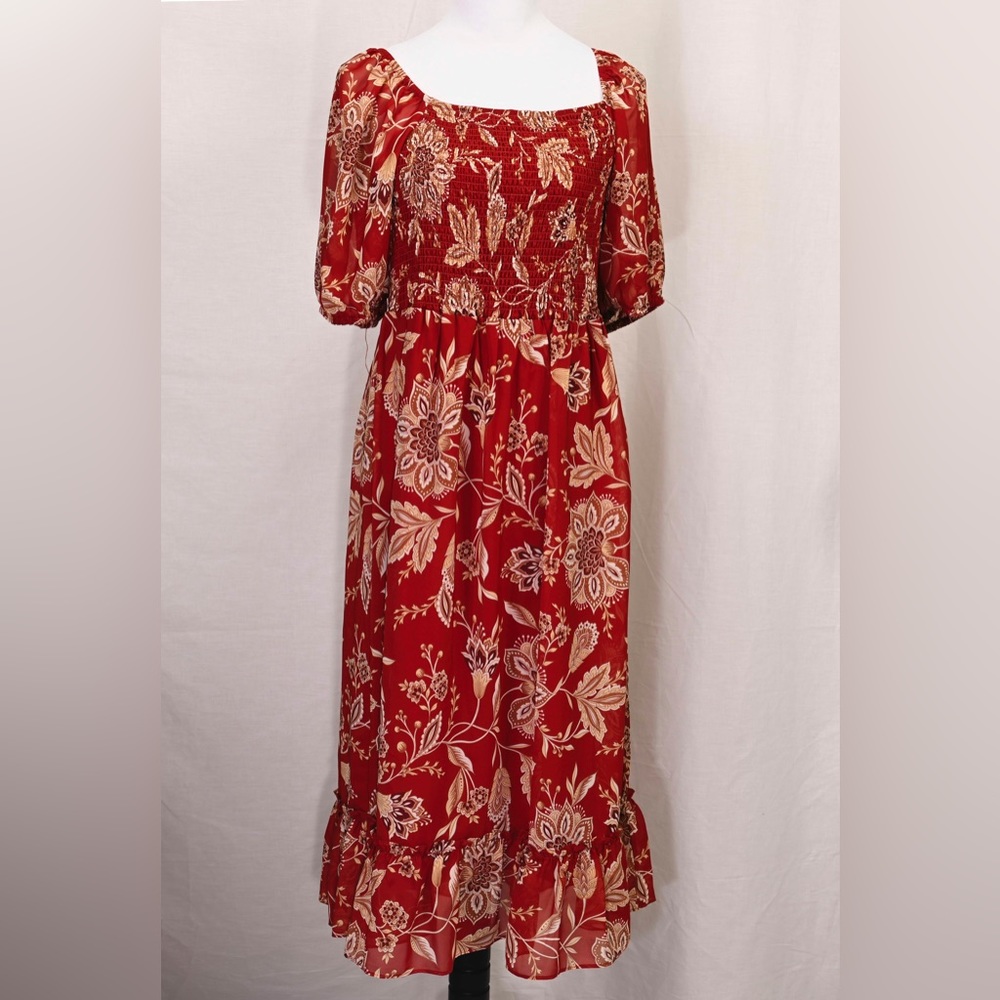 NWT Sandra Darren Smocked Midi Dress, size small